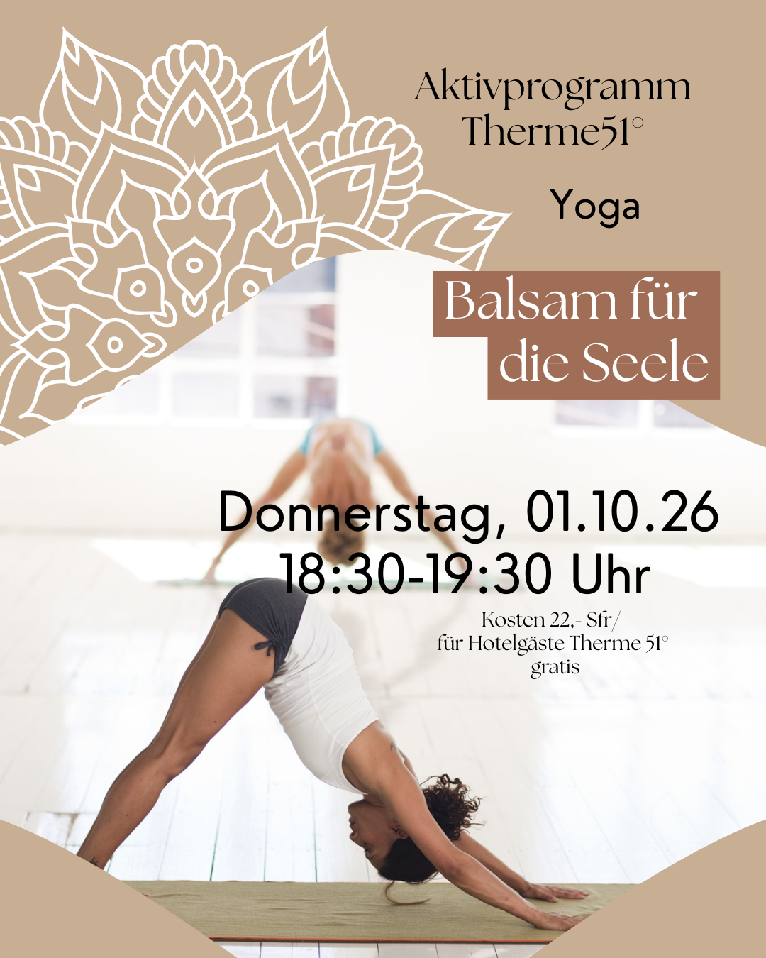 Aktivprogramm Therme 51° — Yoga «Balsam für die Seele»